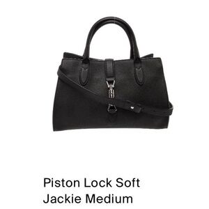 GUCCI- Soft Jackie Medium Piston Lock Tote - Black - Authentic